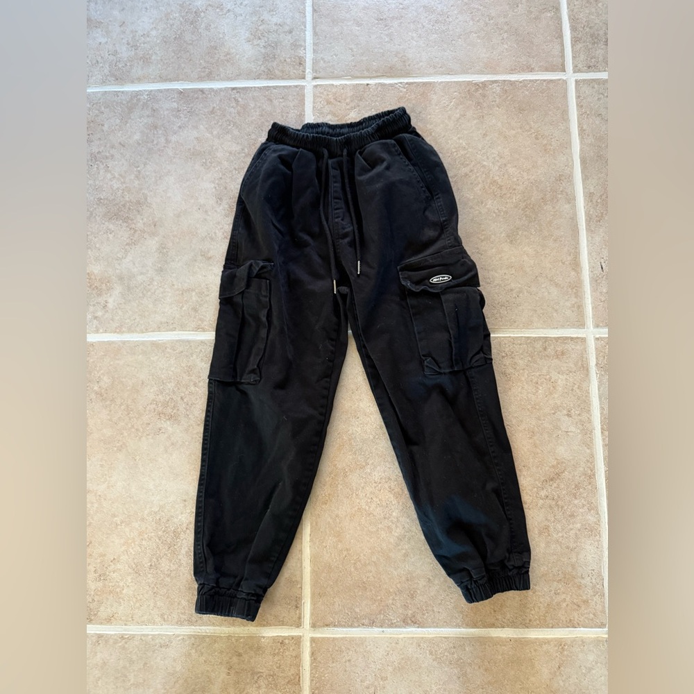 Mini panda brand cargo pants black girls size 10